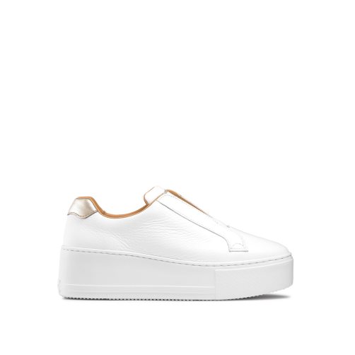 Buty Na Platformie Damskie Russell & Bromley Park Up Flatform Laceless Białe | PL-274-TJA