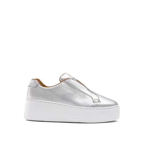 Buty Na Platformie Damskie Russell & Bromley Park Up Flatform Laceless Srebrne | PL-536-JHK